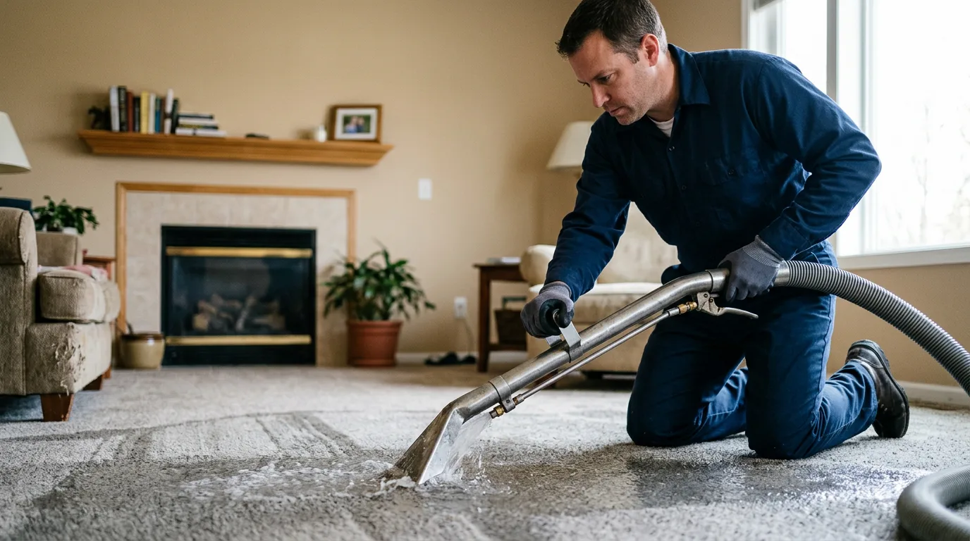 Water damage restoration technician working near Milesville, SD